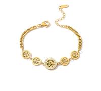 1pc Golden Color Chain Bracelets Made Of Stainless Steel Multi -layered Tree Life Bracelet In The Shape Of A Heart -shaped For Woman