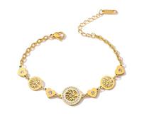 1pc Golden Color Chain Bracelets Made Of Stainless Steel Multi -layered Tree Life Bracelet In The Shape Of A Heart -shaped For Woman