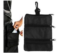 1PC Golf Tee Bag Pouch, Multi-Pocket Zipper Golf Accessories Bag, Golf Tee Pouch Secure Storage for Golf Tees and Valuables, Attachable to Golf Bag, 20.5 x 16.8 cm