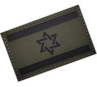 1Pc Green Israel Flag Reflective Patch Tactical Israeli IL Military IR Morale Armband Patches Loop Hook Sew on Badges Applique Shoulder Fastener Backing for Clothing Backpack Coat Vest Trim