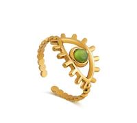 1pc Green Natural Stone Open Hoop Earrings For Women With Floral Geometric Stainless Steel For Women Gifts
