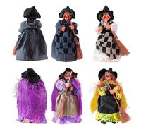 1PC Halloween Witch Ornament W/Broom for Parties and Haunted Houses (Purple)