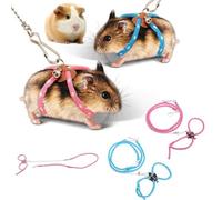 1PC Hamster Harness Rope,Pet Hamster Harness,Lovely Adjustable Pet Rat Mouse Hamster Harness Rope Ferret Finder Lead Leash with Bell (Blue)