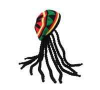 1pc Handmade Crochet Synthetic Curls Braid Hat Jamaican Rasta Knit Wig Hair Cap Dreadlocks Caribbean Fancy For Cosplay