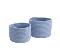 1pc Handmade Woven Storage Basket Desktop Organizer Sundries Toys Keys Snacks Box Sundries Organizer(Blue,S)
