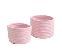 1pc Handmade Woven Storage Basket Desktop Organizer Sundries Toys Keys Snacks Box Sundries Organizer(Pink,S)