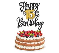 1pc Happy 15th Birthday Cake Topper, Birthday Cake Decoration Supplies