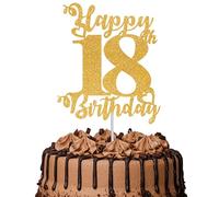 1Pc Happy 18th Birthday Cake Topper Glitter Cheers to 18 Years Cake Topper 18 Fabulous Cake Decoration for Happy 18th Birthday Party Cake Decorations Supplies Gold