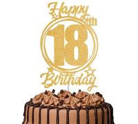 1Pc Happy 18th Birthday Cake Topper - Gold Glitter “Cheers to 18 Years” Decoration | 18 & Fabulous Cake Topper for Women Men | Birthday Party or Anniversary Cake Decor Supplies