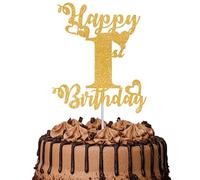 1Pc Happy 1st Birthday Cake Topper Glitter Cheers to 1 Year Cake Topper 1 Fabulous Cake Decoration for Happy 1st Birthday Party Cake Decorations Supplies Gold