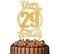 1Pc Happy 29th Birthday Cake Topper - Gold Glitter “Cheers to 29 Years” Decoration | 29 & Fabulous Cake Topper for Women Men | Birthday Party or Anniversary Cake Decor Supplies