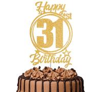 1Pc Happy 31st Birthday Cake Topper - Gold Glitter “Cheers to 31 Years” Decoration | 31 & Fabulous Cake Topper for Women Men | Birthday Party or Anniversary Cake Decor Supplies