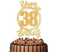 1Pc Happy 38th Birthday Cake Topper - Gold Glitter “Cheers to 38 Years” Decoration | 38 & Fabulous Cake Topper for Women Men | Birthday Party or Anniversary Cake Decor Supplies