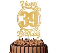 1Pc Happy 39th Birthday Cake Topper - Gold Glitter “Cheers to 39 Years” Decoration | 39 & Fabulous Cake Topper for Women Men | Birthday Party or Anniversary Cake Decor Supplies
