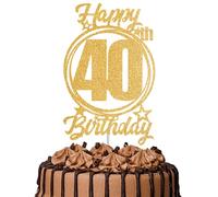 1Pc Happy 40th Birthday Cake Topper - Gold Glitter “Cheers to 40 Years” Decoration | 40 & Fabulous Cake Topper for Women Men | Birthday Party or Anniversary Cake Decor Supplies