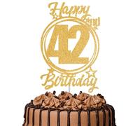 1Pc Happy 42nd Birthday Cake Topper - Gold Glitter “Cheers to 42 Years” Decoration | 42 & Fabulous Cake Topper for Women Men | Birthday Party or Anniversary Cake Decor Supplies