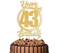 1Pc Happy 43rd Birthday Cake Topper - Gold Glitter “Cheers to 43 Years” Decoration | 43 & Fabulous Cake Topper for Women Men | Birthday Party or Anniversary Cake Decor Supplies