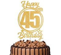 1Pc Happy 45th Birthday Cake Topper - Gold Glitter “Cheers to 45 Years” Decoration | 45 & Fabulous Cake Topper for Women Men | Birthday Party or Anniversary Cake Decor Supplies