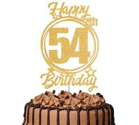1Pc Happy 54th Birthday Cake Topper - Gold Glitter “Cheers to 54 Years” Decoration | 54 & Fabulous Cake Topper for Women Men | Birthday Party or Anniversary Cake Decor Supplies