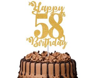1Pc Happy 58th Birthday Cake Topper Glitter Cheers to 58 Years Cake Topper 58 Fabulous Cake Decoration for Happy 58th Birthday Party Cake Decorations Supplies Gold