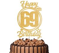 1Pc Happy 69th Birthday Cake Topper - Gold Glitter “Cheers to 69 Years” Decoration | 69 & Fabulous Cake Topper for Women Men | Birthday Party or Anniversary Cake Decor Supplies