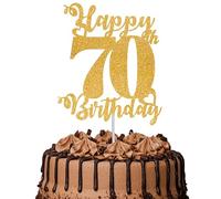 1Pc Happy 70th Birthday Cake Topper Glitter Cheers to 70 Years Cake Topper 70 Fabulous Cake Decoration for Happy 70th Birthday Anniversary Party Cake Decorations Supplies Gold