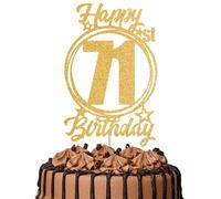 1Pc Happy 71st Birthday Cake Topper - Gold Glitter “Cheers to 71 Years” Decoration | 71 & Fabulous Cake Topper for Women Men | Birthday Party or Anniversary Cake Decor Supplies