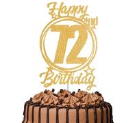 1Pc Happy 72nd Birthday Cake Topper - Gold Glitter “Cheers to 72 Years” Decoration | 72 & Fabulous Cake Topper for Women Men | Birthday Party or Anniversary Cake Decor Supplies