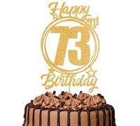 1Pc Happy 73rd Birthday Cake Topper - Gold Glitter “Cheers to 73 Years” Decoration | 73 & Fabulous Cake Topper for Women Men | Birthday Party or Anniversary Cake Decor Supplies