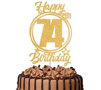 1Pc Happy 74th Birthday Cake Topper - Gold Glitter “Cheers to 74 Years” Decoration | 74 & Fabulous Cake Topper for Women Men | Birthday Party or Anniversary Cake Decor Supplies