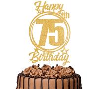 1Pc Happy 75th Birthday Cake Topper - Gold Glitter “Cheers to 75 Years” Decoration | 75 & Fabulous Cake Topper for Women Men | Birthday Party or Anniversary Cake Decor Supplies