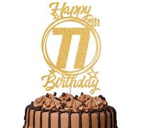 1Pc Happy 77th Birthday Cake Topper - Gold Glitter “Cheers to 77 Years” Decoration | 77 & Fabulous Cake Topper for Women Men | Birthday Party or Anniversary Cake Decor Supplies