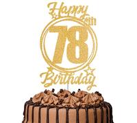 1Pc Happy 78th Birthday Cake Topper - Gold Glitter “Cheers to 78 Years” Decoration | 78 & Fabulous Cake Topper for Women Men | Birthday Party or Anniversary Cake Decor Supplies