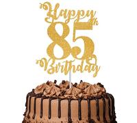 1Pc Happy 85th Birthday Cake Topper Glitter Cheers to 85 Years Cake Topper 85 Fabulous Cake Decoration for Happy 85th Birthday Anniversary Party Cake Decorations Supplies Gold
