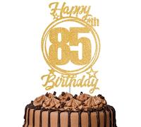 1Pc Happy 85th Birthday Cake Topper - Gold Glitter “Cheers to 85 Years” Decoration | 85 & Fabulous Cake Topper for Women Men | Birthday Party or Anniversary Cake Decor Supplies