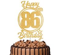 1Pc Happy 86th Birthday Cake Topper - Gold Glitter “Cheers to 86 Years” Decoration | 86 & Fabulous Cake Topper for Women Men | Birthday Party or Anniversary Cake Decor Supplies