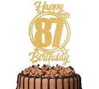 1Pc Happy 87th Birthday Cake Topper - Gold Glitter “Cheers to 87 Years” Decoration | 87 & Fabulous Cake Topper for Women Men | Birthday Party or Anniversary Cake Decor Supplies