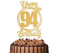 1Pc Happy 94th Birthday Cake Topper - Gold Glitter “Cheers to 94 Years” Decoration | 94 & Fabulous Cake Topper for Women Men | Birthday Party or Anniversary Cake Decor Supplies