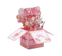 1Pc Happy Birthday Pop Up Card for Granddaughter Colorful 3D Pop Up Card 3D Birthday Box Greeting Card with Envelope for Grand-Daughter Gift from Grandparents (Pink-Granddaughter)