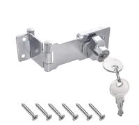 1PC Hasp Locks, 3 Inch Silver 90/180 Degree Hasp Latch Barn Door Lock | Rotary File Cabinet Lock Double Hinge Hasp with Screws for Cupboard, Barn Door, Outdoor, Garden (Individual Key)