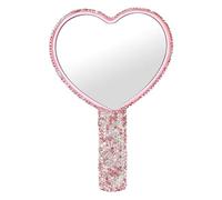1PC Heart Mirror, Sparkling Rhinestone Heart Shaped Mirror, HD Glass Handheld, 4.3x6.5 Inch Portable Cute Hand Mirrors with Handle for Women Girls