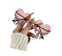 1PC Heart Tear Pattern Eyewears Trendy, Womens Fashion Rimless Shades Sunglass Suitable for Music Festivals