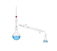 1pc High Borosilicate Glass Atmospheric Distillation Device Set - 500ml & 1000ml Round and Conical Flasks with Accessories(Package 1)