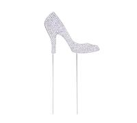 1pc high-heeled shoes cake topper sparkly cake topper crystal rhinestone bling diamond for wedding birthday party decoration ideas keepsake cake decorations(silver)