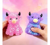 1PC Highland Cow Soft Squeeze Slow Rebound Decompression Accent-Purple | Maltose Flour Textured Miniature Sculpture Desk Decor Room Table Display Souvenirs Figurine Home Accents Anti Stress Unit