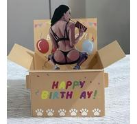 1pc Hilarious Happy Birthday Pop-Up Card Humorous 3D Character Design With Heart Card