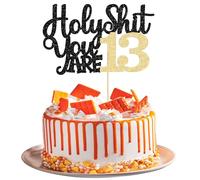 1Pc Holy Shit You are 13 Cake Topper Officially Teenager 13 Cake Topper 13 Year Old Cake Pick Decorations for Funny 13th Birthday Party Cake Decorations Supplies