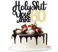 1Pc Holy Shit You are 60 Cake Topper Glitter Funny 60th Birthday Cake Pick for Happy 60th Cheers to 60 Years Old Birthday Party Cake Decorations Supplies