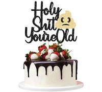 1Pc Holy Shit You are Old Cake Topper Glitter Cheers to Funny 30/40/50/60 Years Birthday Cake Pick Decoration for Funny Old Birthday Retirement Party Cake Decorations Supplies