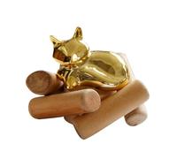 1pc Home Decoration Ornaments Fox Sculpture Miniature Animal Figurines Office Decor Ornaments for Crafts The Office Desk Decor Decorative Animal Figurine Wooden Golden